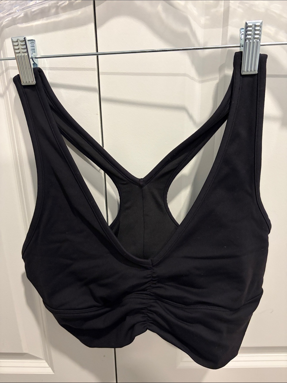 ALO Yoga Black Ruched Racerback Sports Bra